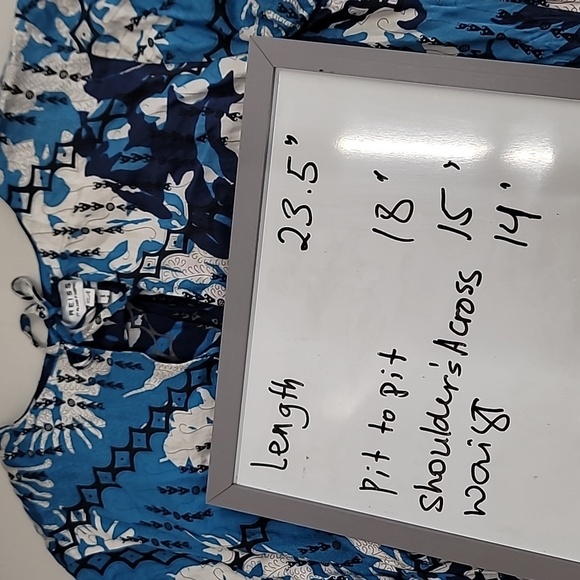 Blue Abstract Print Women's Dress - Picture 14 of 15